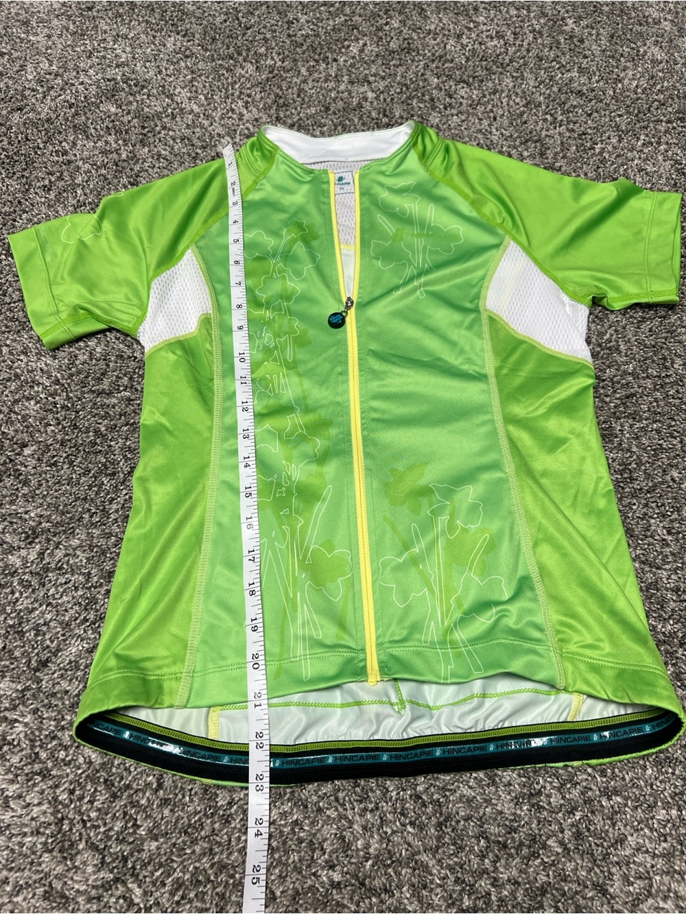 Hincapie Woman’s M Cycling Jersey Green Floral Full Zip Short Sleeve Vented - Picture 4 of 6